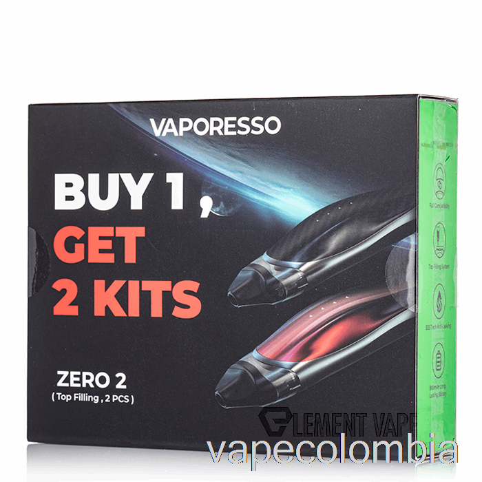 Vape Kit Completo Vaporesso Zero 2 Pod System 2-pack Promoción Fibra De Carbono + Negro Rojo